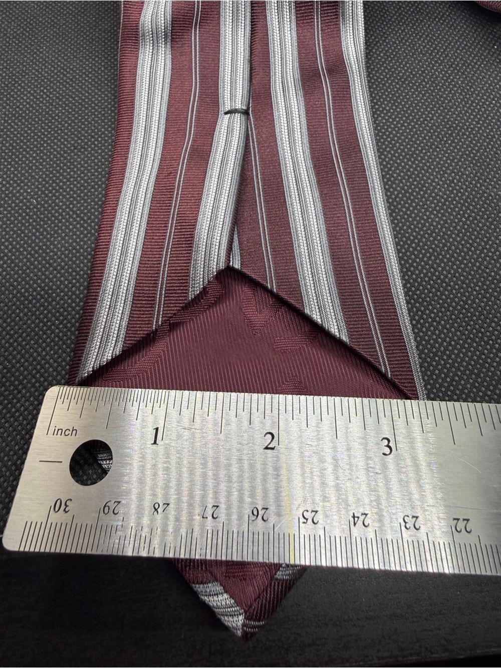 Dolce & Gabbana Italy Silk Tie Burgundy Gray Striped 59” x 3.5” - Picture 5 of 9